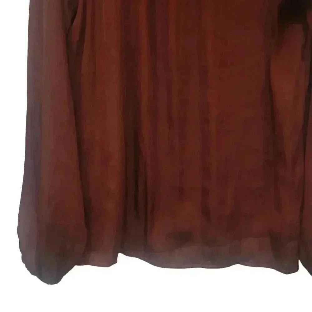 Banana Republic Women's Burnt Caramel Poly Satin Balloon Sleeve Top NEW - Picture 11 of 11